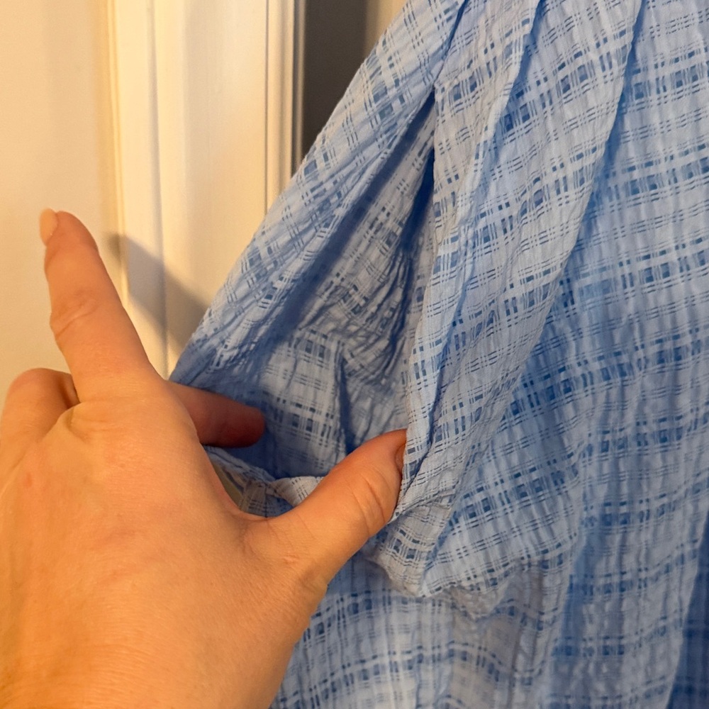 entro Light Blue Plaid Midi Dress - Picture 4 of 7